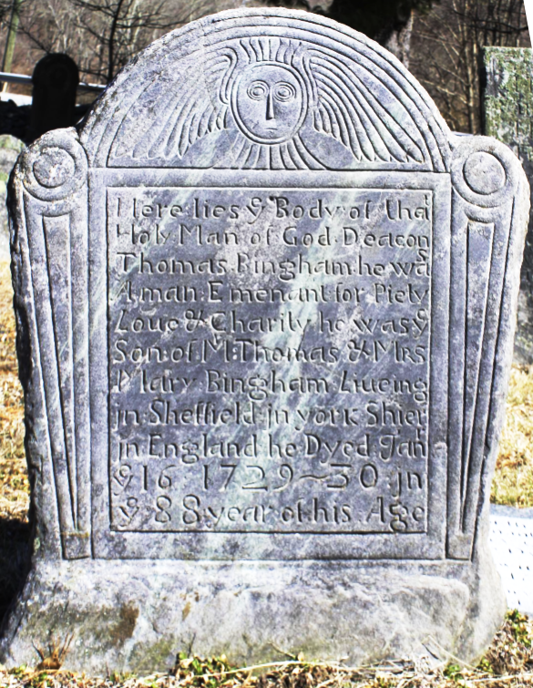 Carved headstone Thomas Bingham