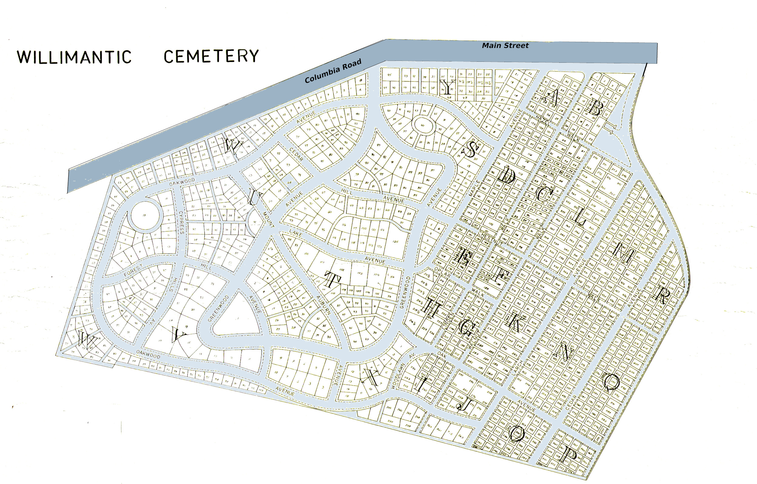 Wilimantic Cemetery Map